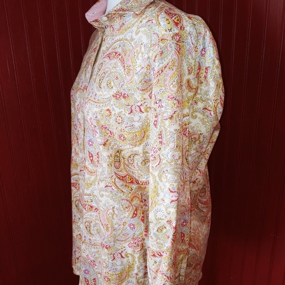 Chaps Paisley No Iron Button Top M - Picture 5 of 6